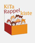 Bild: Logo Kita Rappelkiste (orangefarbene Kiste mit Kindern, die nur mit den K&ouml;pfen herausschauen)