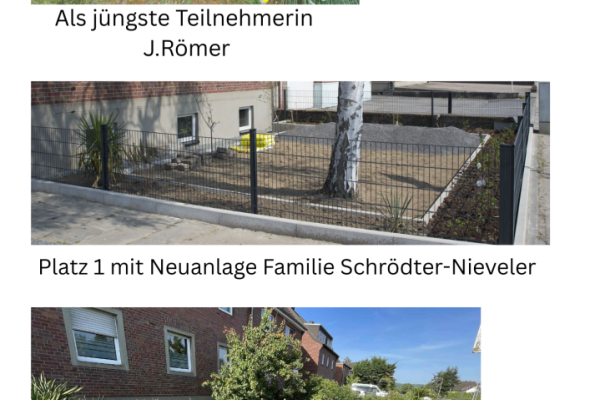Bild: Die bepflanzten Vorgärten von J. Römer sowie Familie Schrödter-Nieveler