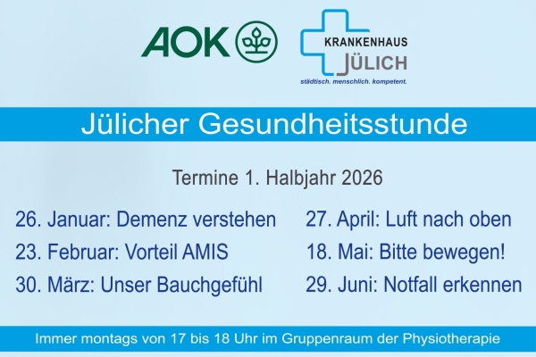 Bild: Übersicht der Termin der Jülicher Gesundheitsstunde