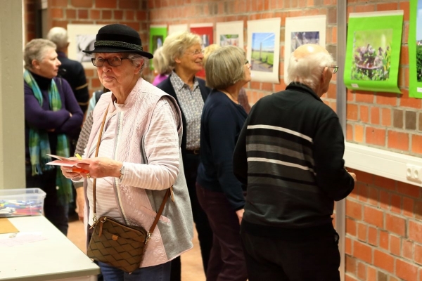 PR 159 - 7. Medientag vonm Senioren ins Netz Bild: Mehrere Seniorinnen und Senioren sehen sich die Beiträge an.