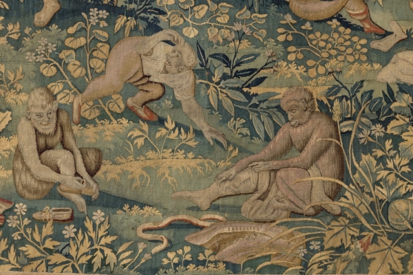 Bild Affenteppich Bild: Ausschnitt aus der Tapisserie „Affenjagd“ (Original und Foto: Städtisches Museum Schloss Rheydt Mönchengladbach)