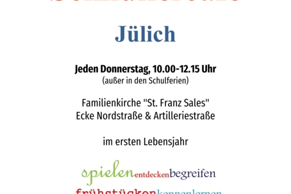 Plakat, oben bunter Kinderwagen, Text und Logos der Beteiligten
