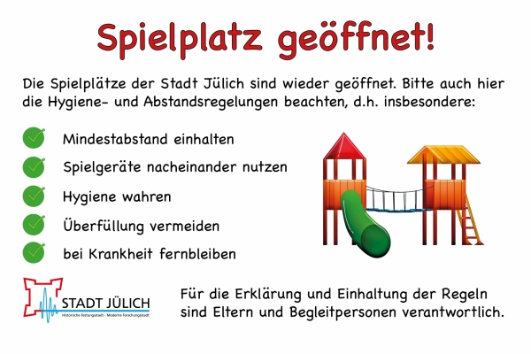 Spielplätze geöffnet - weitere Lockerungen in Sicht Bild: Die Regeln für eine Benutzung des Spielplatzes