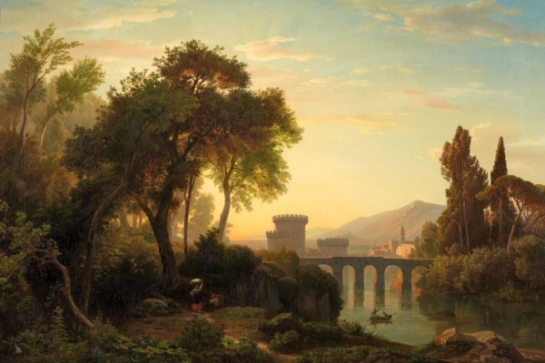 Kuratorenführung „100 Jahre Sehnsucht“ Bild: Museum Zitadelle: Schirmer Italienische Landschaf mit Rocca Pia BEARB, Inv.Nr. 2010-0157. Foto: Bernhard Dautzenberg