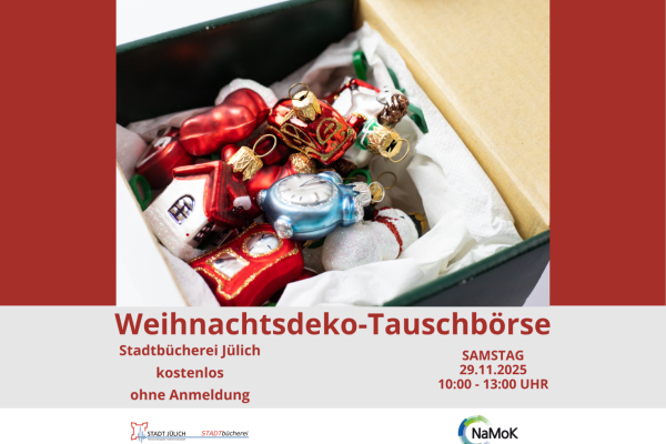 Bild: Tauschen statt Kaufen ist das Motto der ersten Weihnachtsdeko-Tauschbörse in Jülich  Foto: Stadtbücherei Jülich