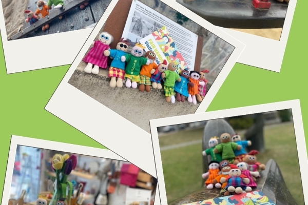 Foto: Collage Puppen an unterschiedlichen Standorten